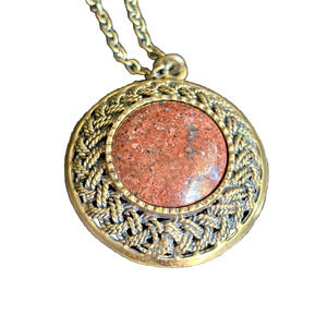 Pentti Sarpaneva Finland Pendant Necklace Nordic Bronze & Gemstone Vintage